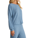 Daydream Silky Rib Top in Oceanic Blue