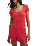 Flower Market Rib T-Shirt in Crimson Crush