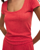 Flower Market Rib T-Shirt in Crimson Crush