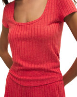 Flower Market Rib T-Shirt in Crimson Crush