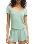 Flower Market Soft Knit T-Shirt in Crystal Green