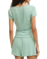Flower Market Soft Knit T-Shirt in Crystal Green
