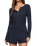 The Z Supply Womens Just Right Rib Henley Top in Eclipse