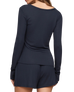 The Z Supply Womens Just Right Rib Henley Top in Eclipse
