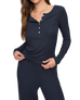 The Z Supply Womens Just Right Rib Henley Top in Eclipse