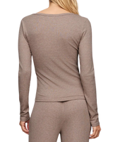 The Z Supply Womens Just Right Rib Henley Top in Heather Ash