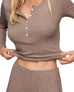 The Z Supply Womens Just Right Rib Henley Top in Heather Ash