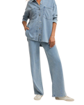 The Z Supply Womens Hunter Knit Denim Trousers in Ocean Air Indigo