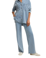 The Z Supply Womens Hunter Knit Denim Trousers in Ocean Air Indigo