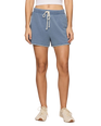 The Z Supply Womens Hunter Whipstitch Knit Denim Shorts in Santorini Indigo