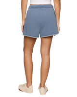 The Z Supply Womens Hunter Whipstitch Knit Denim Shorts in Santorini Indigo