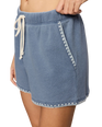 The Z Supply Womens Hunter Whipstitch Knit Denim Shorts in Santorini Indigo