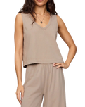 The Z Supply Womens Sloane V-Neck Top in Stone Gray