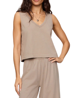The Z Supply Womens Sloane V-Neck Top in Stone Gray