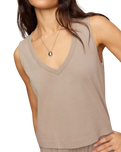 The Z Supply Womens Sloane V-Neck Top in Stone Gray