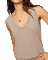 The Z Supply Womens Sloane V-Neck Top in Stone Gray