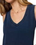 Sloane V-Neck Denim Tank Top in Indigo