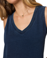 Sloane V-Neck Denim Tank Top in Indigo
