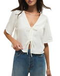 La Belle Linen Cropped Top in White