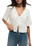 La Belle Linen Cropped Top in White