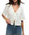 La Belle Linen Cropped Top in White