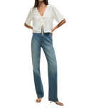 La Belle Linen Cropped Top in White