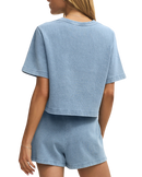 Curran Denim Cropped Top in Ocean Air Indigo