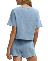 Curran Denim Cropped Top in Ocean Air Indigo