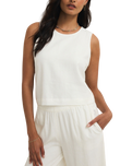 Sloane Linen Cropped Tank Top in White