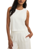 Sloane Linen Cropped Tank Top in White