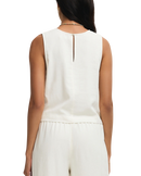 Sloane Linen Cropped Tank Top in White