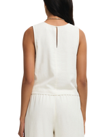 Sloane Linen Cropped Tank Top in White