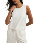 Sloane Linen Cropped Tank Top in White