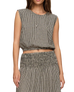 The Z Supply Womens Merit Cropped Gingham Linen Top in Black