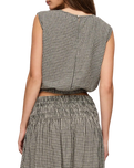 The Z Supply Womens Merit Cropped Gingham Linen Top in Black