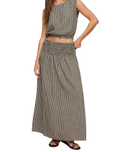 The Z Supply Womens Merit Cropped Gingham Linen Top in Black