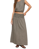 The Z Supply Womens Merit Cropped Gingham Linen Top in Black