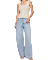 Lainey Pointelle Button Front Vest in Cloud