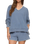 The Z Supply Womens Cam Knit Denim Whipstitch Top in Santorini Indigo