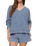 The Z Supply Womens Cam Knit Denim Whipstitch Top in Santorini Indigo