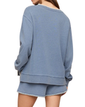 The Z Supply Womens Cam Knit Denim Whipstitch Top in Santorini Indigo