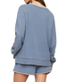 The Z Supply Womens Cam Knit Denim Whipstitch Top in Santorini Indigo