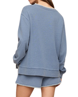 The Z Supply Womens Cam Knit Denim Whipstitch Top in Santorini Indigo