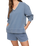The Z Supply Womens Cam Knit Denim Whipstitch Top in Santorini Indigo