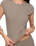 The Z Supply Womens Soft Trace Second Skin Top in Wild Mushroom