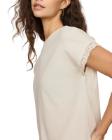 The Z Supply Womens Marika Lace Trim Muscle T-Shirt in Cloud
