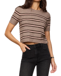 The Z Supply Womens Gatewood Stripe Sweater Top in Heather Ash