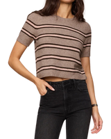 The Z Supply Womens Gatewood Stripe Sweater Top in Heather Ash