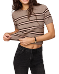 The Z Supply Womens Gatewood Stripe Sweater Top in Heather Ash