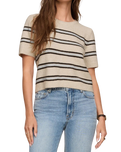 The Z Supply Womens Gatewood Stripe Sweater Top in Light Oatmeal Heather